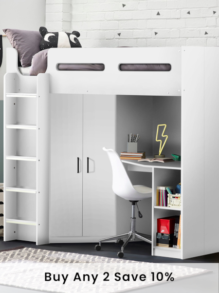 Julian Bowen All White Hercules High Sleeper Storage Bed (354734) | £780