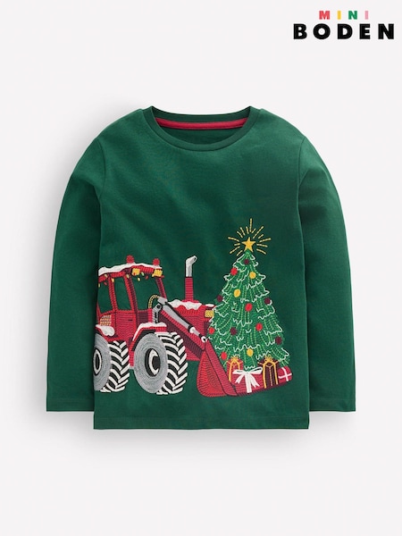 Green - Boden Long-sleeve Superstitch T-shirt
