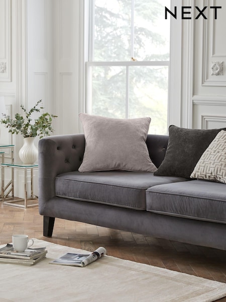 Silver Grey 59 x 59cm Soft Velour Cushion (354932) | £18