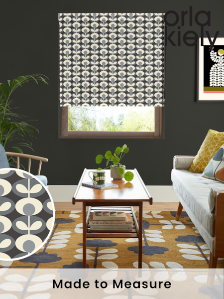 Orla Kiely Grey 100% Cotton Oval Flower Made To Measure Roman Blind (355245) | £75