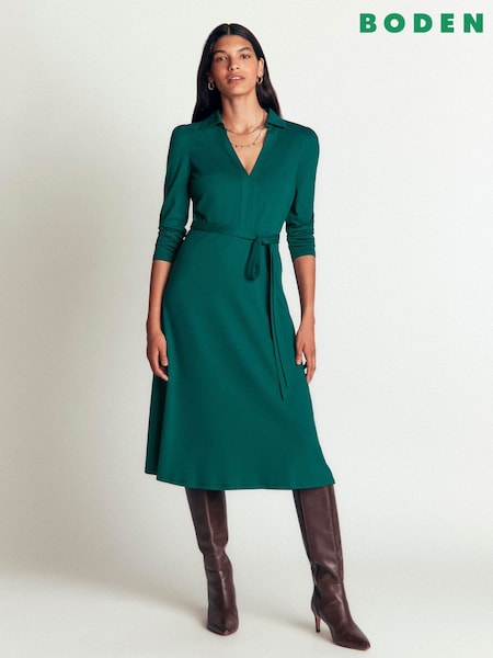 Green - Boden Imogen Collared Jersey Dress