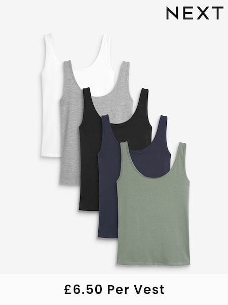 Multi Thick Strap Vests 5 Pack (356208) | £32.50