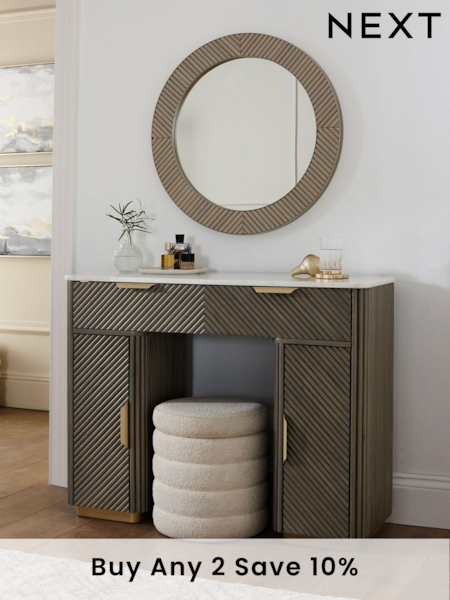 Dark Grey Valencia 1 Drawer 2 Doors Solid Mango Wood Dressing Table (356664) | £899