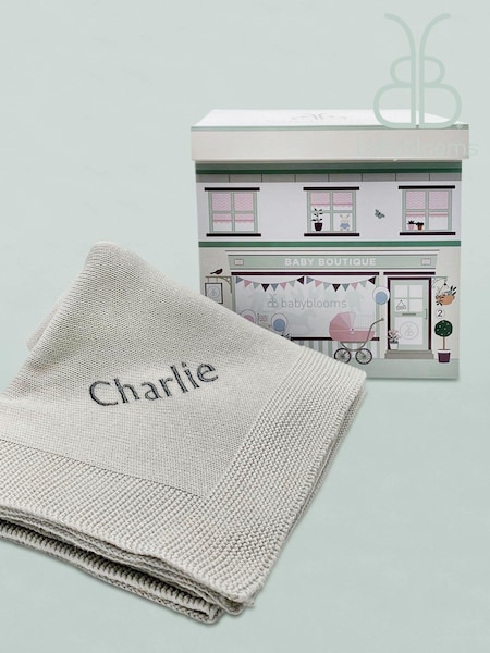 Babyblooms Kids Personalised Luxury Knitted 100% Cotton Blanket Baby Gift (356669) | £38
