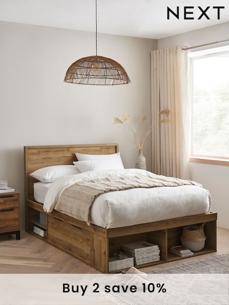 Oak Effect Bronx Platform Bed Frame with Storage (356755) | £765 - £865