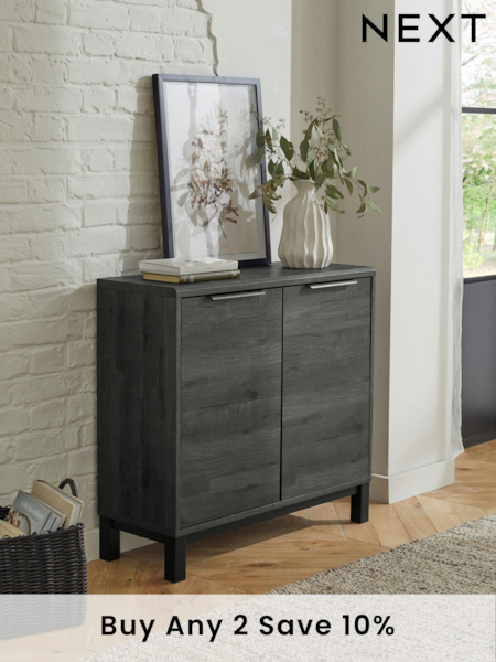 Black Bronx Oak Effect Slim Small Sideboard (356763) | £175