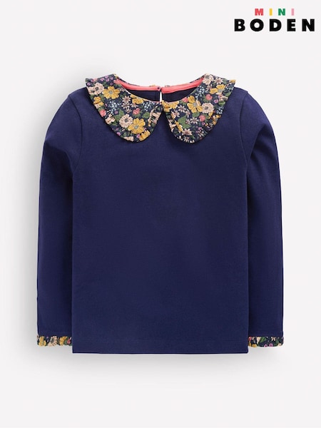 Dark Blue - Boden Collared Breton Jersey Top