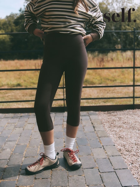 Chocolate Brown - Self. Capri Sports Leggings