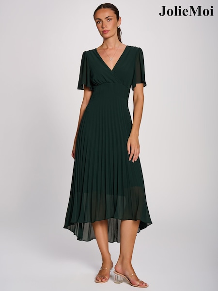 Green - Jolie Moi Chiffon Pleated Maxi Dress