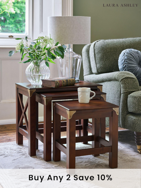 Laura Ashley Dark Chestnut Balmoral Nest Of 3 Tables (357403) | £535