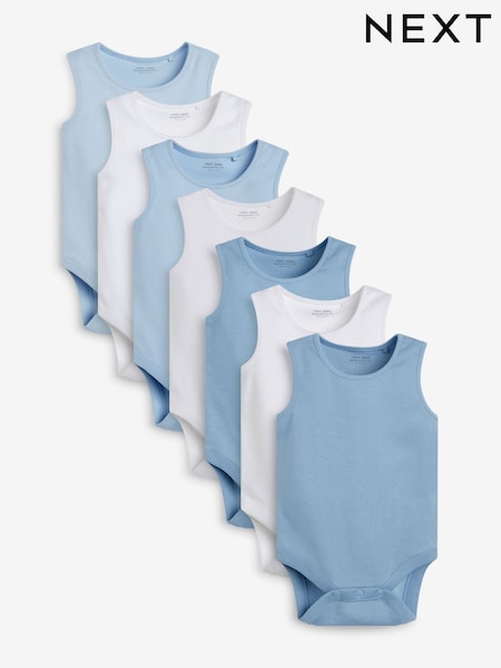 Blue 7 Pack 7 Pack Baby Vest Bodysuits (357780) | £13 - £15