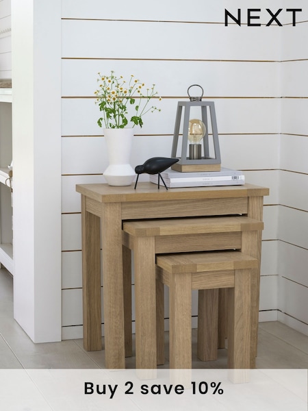 Natural Malvern Oak Effect Rectangle Set of 3 Nest of Tables (359205) | £199