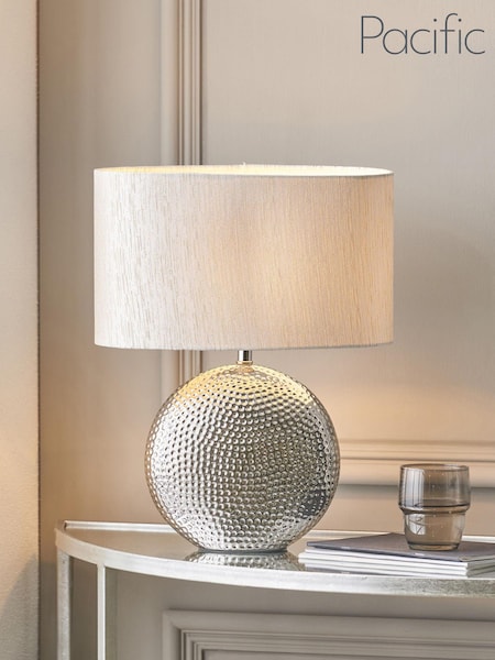 Pacific Silver Mabel Textured Ceramic Table Lamp (359443) | £50