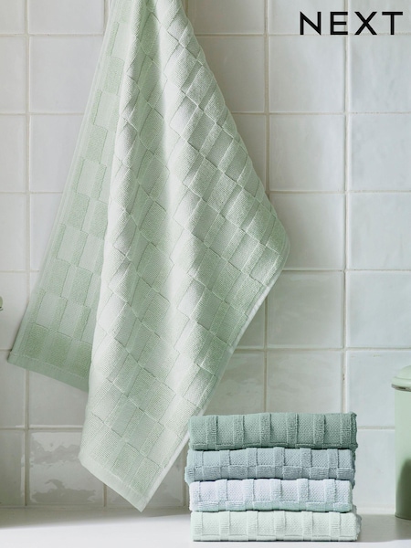 Set of 3 Sage Green Set of 5 Tea Towels (359993) | £20