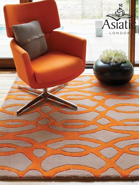 Asiatic Rugs Orange Matrix Geo Wool Rich Rug (360463) | £242 - £436