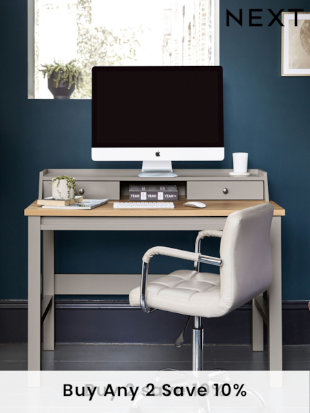 Dove Grey Malvern Oak Effect Storage Desk (360630) | £335