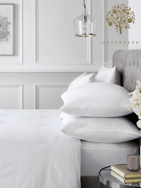 Appletree White Embroidered Trees 100% Cotton Duvet Cover Set (361060) | £45 - £60