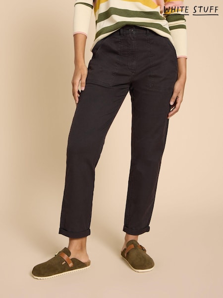 White Stuff Black Twister Chino Trousers With Linen (361843) | £59
