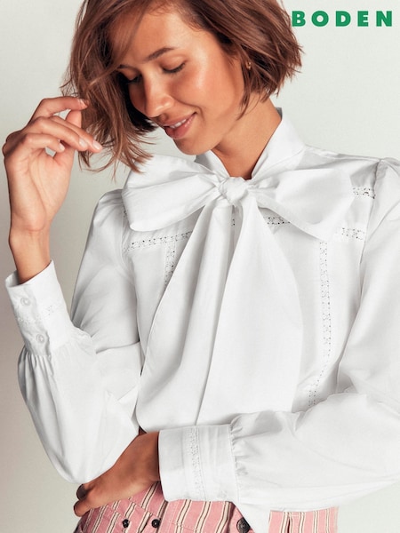 White - Boden Clara Tie Neck Top