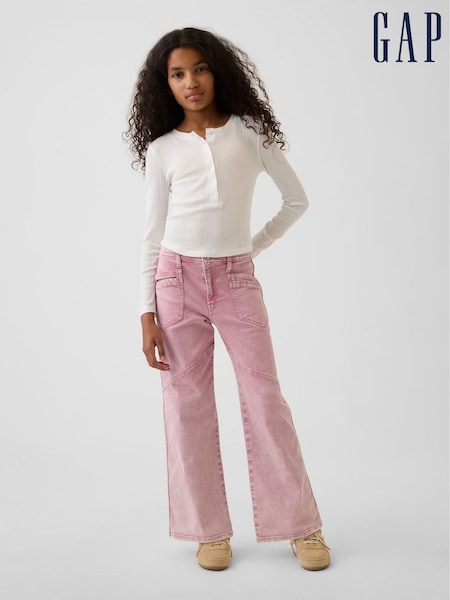 Pink - Gap Low Rise Corduroy Stride Wide-leg Jeans (5-13yrs)
