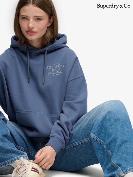 Blue - Superdry Luxe Casual Relaxed Hoodie
