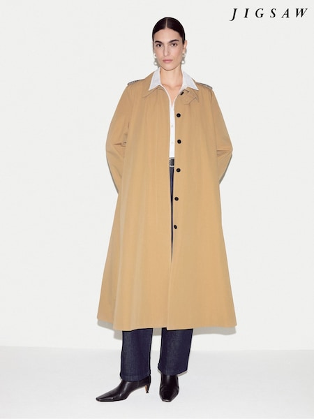Natural - Jigsaw Naya Cotton A-line Trench Coat