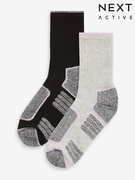 Black/Grey Next Active Sports Walking Ankle Socks 2 Pack (365245) | £10