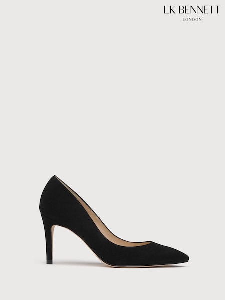 LK Bennett Black Floret Suede Pointed Toe Courts (365268) | £199