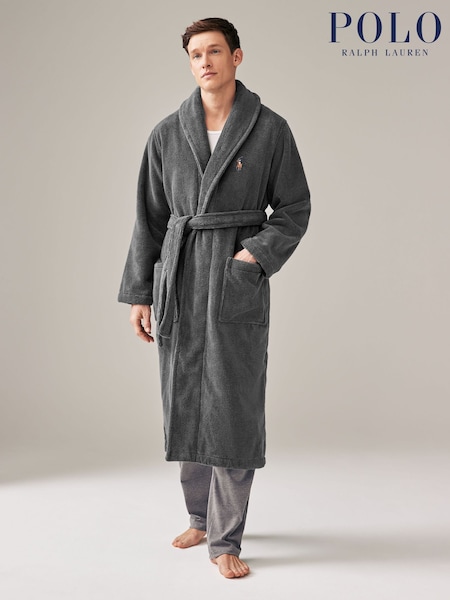 Polo Ralph Lauren Dark Grey Shawl Collar Terry 100% Cotton Dressing Gown (365273) | £135