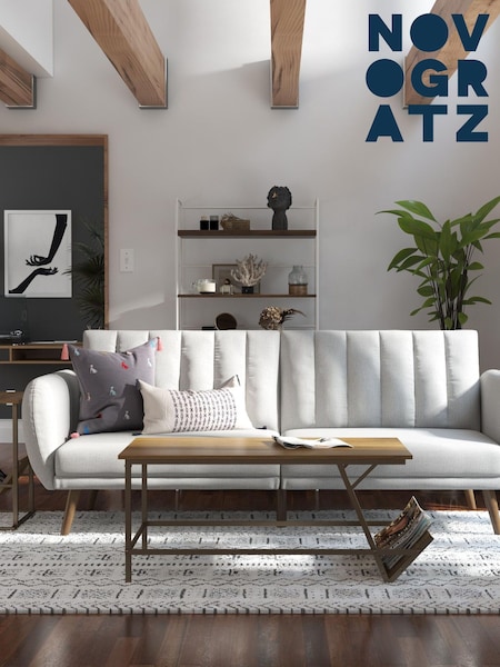 Novogratz White Brittany Linen Sofa Bed (365501) | £420