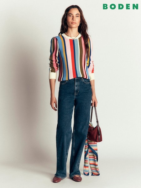 Cream Stripe - Boden Stitch Detail Jumper