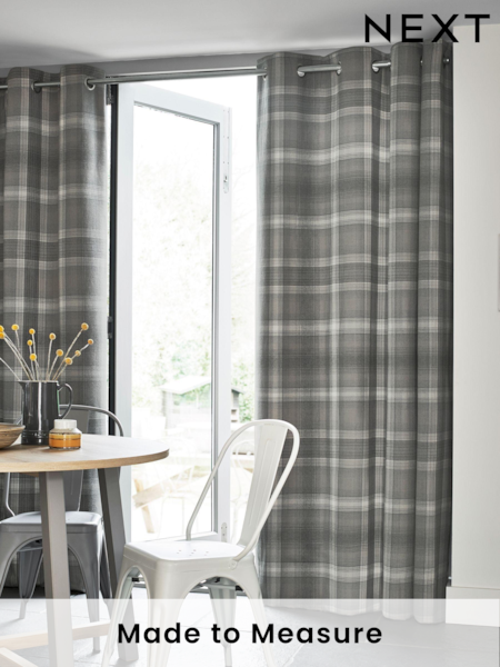 Grey Cosy Check Made To Measure Curtains (366658) | £91