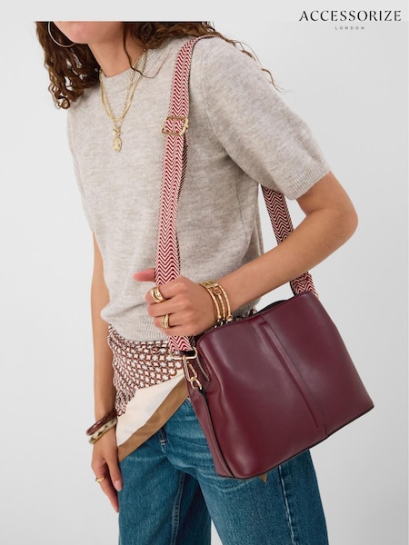 Red - Accessorize Webbing Strap Crossbody Bag