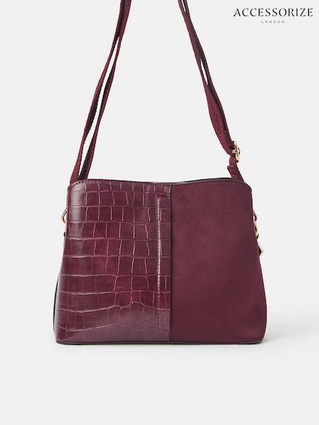 Red - Accessorize Faux Croc Cross-body Bag