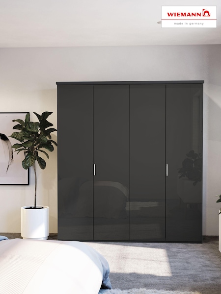 Wiemann Peyton Graphite Glass Semi Fitted 4 Door Wardrobe (370933) | £1,010