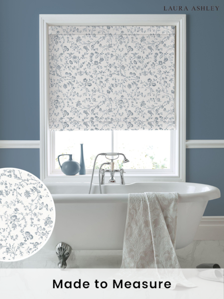 Laura Ashley Dark Seaspray Blue Aria Made to Measure 100% Cotton Roman Blinds (371028) | £84