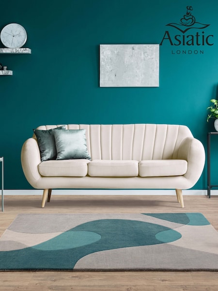 Asiatic Rugs Teal Blue Matrix Abstract Wool Rich Rug (371097) | £242 - £436