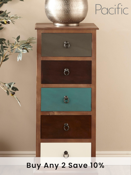 Pacific Multi Pine Wood 5 Drawer Chest (371805) | £240