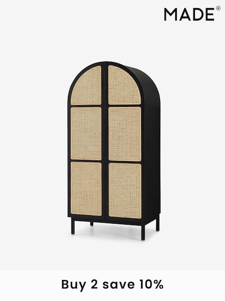MADE.COM Black Stain Oak and Rattan Ankhara Wardrobe (371886) | £1,199