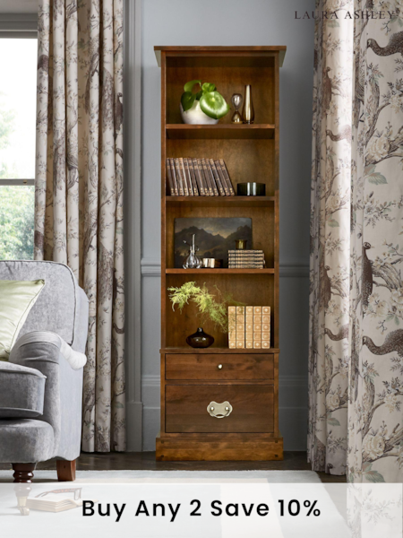 Laura Ashley Dark Chestnut Garrat 2 Drawer Single Bookcase (372204) | £795