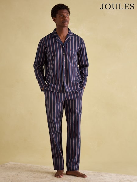 Joules Hugo Navy Stripe Cotton Pyjama Set (372828) | £35
