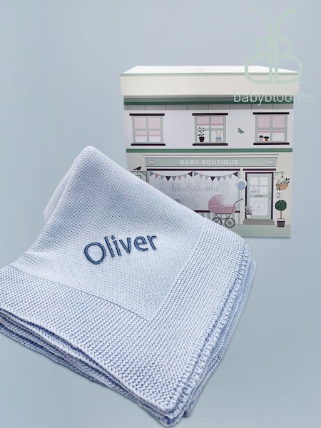Babyblooms Kids Personalised Luxury Knitted 100% Cotton Blanket Baby Gift (373432) | £38