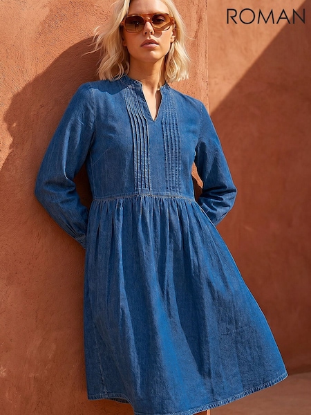 Blue - Roman Petite Denim Tunic Dress