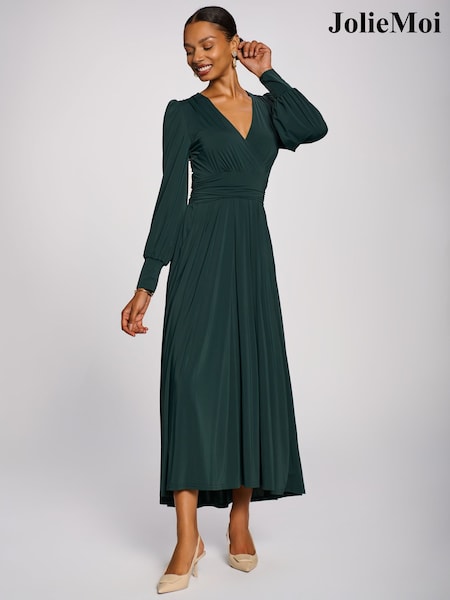 Green - Jolie Moi Long Sleeve Soft Jersey Maxi Dress