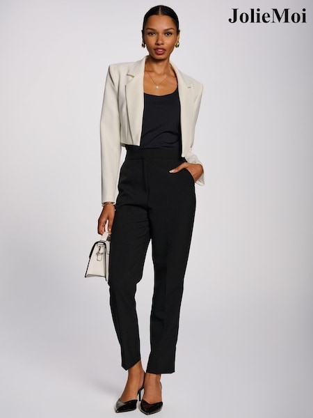 White - Jolie Moi Open Front Tailored Blazer
