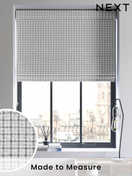 Grey Brushed Mini Check Roman Blind (375293) | £42