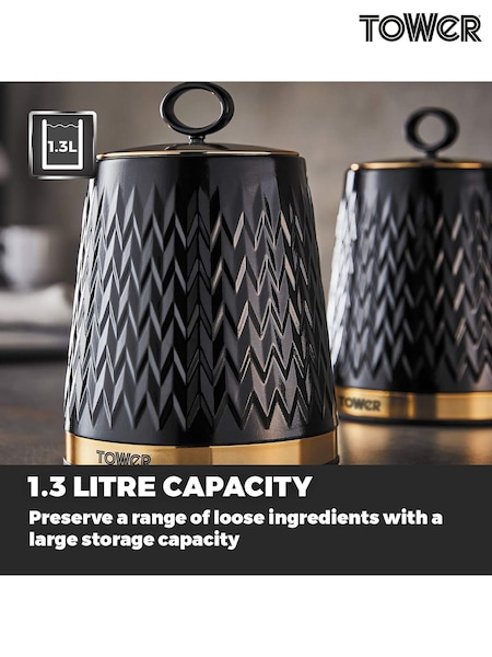 Tower Set of 3 Black Empire Storage Jars (376540) | £30