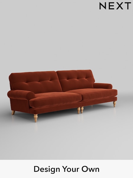 Plush Velvet Easy Clean/Ginger Orange Erin Buttoned Back Deep Sit (377831) | £1,475