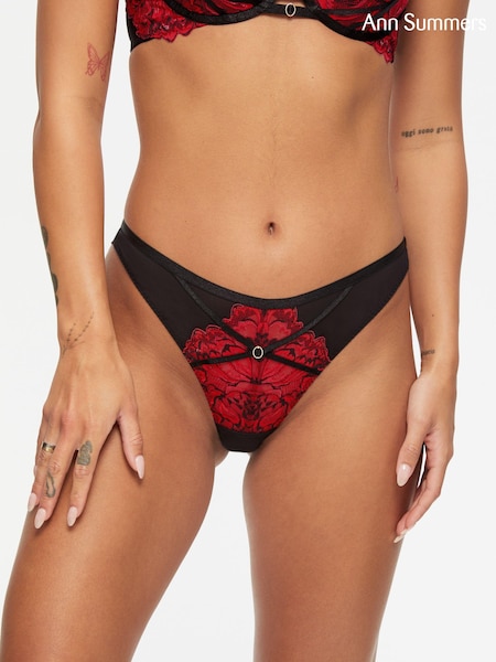 Ann Summers Red Brazillian Nightfall Floral Lace Brazilian Knickers (378392) | £11