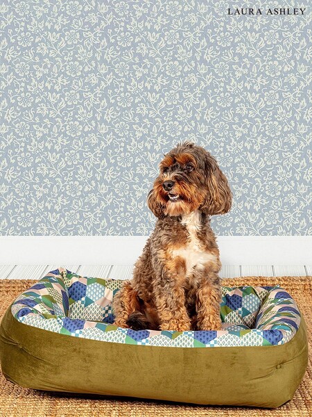Laura Ashley Green Thistle Patchwork Lounger Dog Bed (378911) | £58 - £110